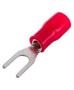 Наконечник вилочный изолированный 3.2 мм 0.5-1.5 мм² (НВи 1.5-3/НВи 1,25-3) красный REXANT 10шт/уп, фото  - Метэкс