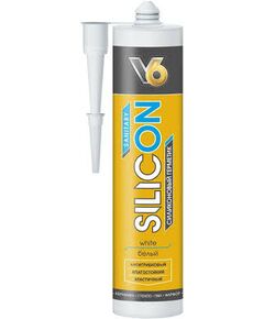 Герметик силикон V6 санитарный белый антигрибковый 260мл, фото  - Метэкс