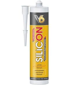 Герметик силикон V6 универсальный многоцелевой белый 260мл, фото  - Метэкс