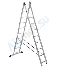 Лестница 2 х 11 ступеней алюминиевая двухсекционная длина 5.96 м АЛЮМЕТ H2 5211, фото  - Метэкс