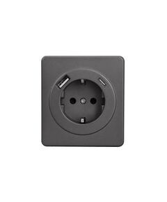 Розетка одноместная с USB A+C быстрой зарядки 5В/3А (титан) ROUND 																									, фото  - Метэкс