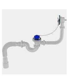 Сифон для ванны 1 1/2"х40 с выпуском и переливом с мет.реш. с г.т. 40х40/50 Aquant, фото  - Метэкс