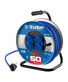 Удлинитель на катушке 50 м  ПВС 3х2,5 ЗУБР 55102-50, фото  - Метэкс