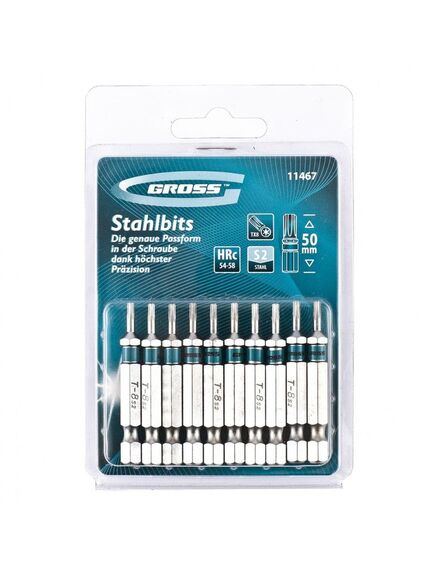 Бита Torx 8 х 50 10 шт GROSS 11467, фото , изображение 2 - Метэкс