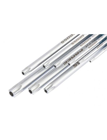 Набор ключей имбусовых TORX-TT 9 шт T10-T50 экстра-длинные S2 сатинированные GROSS 16408, фото , изображение 3 - Метэкс