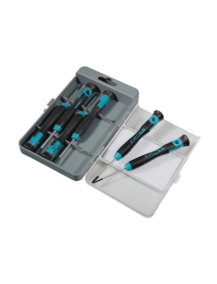 Набор отверток 6 шт для точной механики пластиковый бокс GROSS 13347, фото , изображение 2 - Метэкс