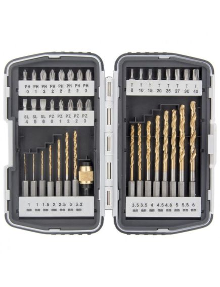 Набор бит и сверл магнитный адаптер CrV пластиковый кейс 40 шт MATRIX 11322, фото , изображение 2 - Метэкс