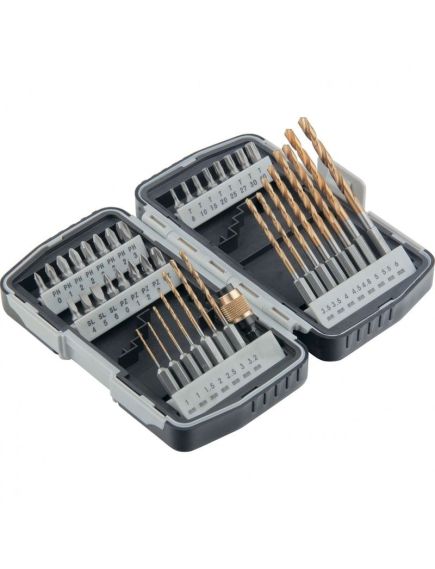 Набор бит и сверл магнитный адаптер CrV пластиковый кейс 40 шт MATRIX 11322, фото , изображение 3 - Метэкс