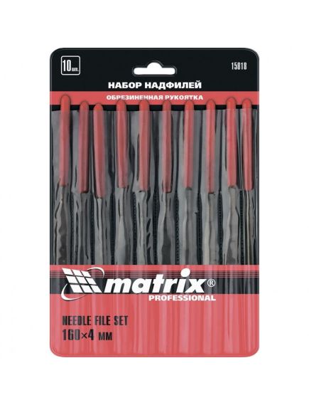 Набор надфилей 160 х 4 мм 10 шт обрезиненные рукоятки MATRIX 15818, фото  - Метэкс