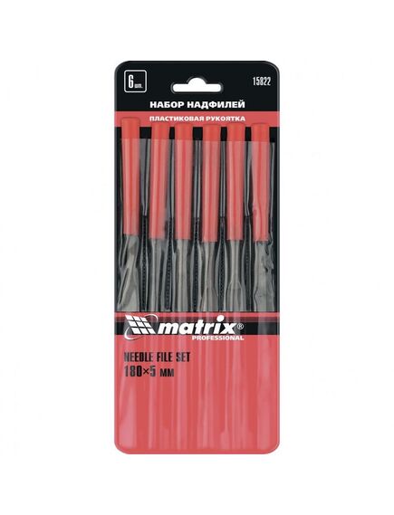Набор надфилей 180 х 5 мм 6 шт пластиковые рукоятки MATRIX 15822, фото , изображение 3 - Метэкс