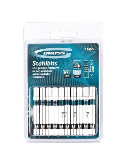 Бита HEX6 50 мм 10 шт GROSS 11465, фото , изображение 3 - Метэкс