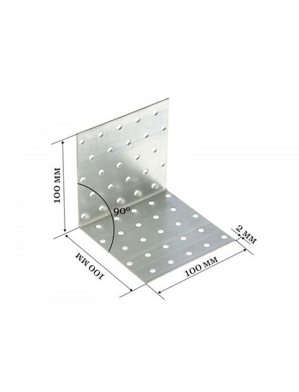 Крепежный уголок равносторонний KUR 2,0мм 100х100х100, фото  - Метэкс
