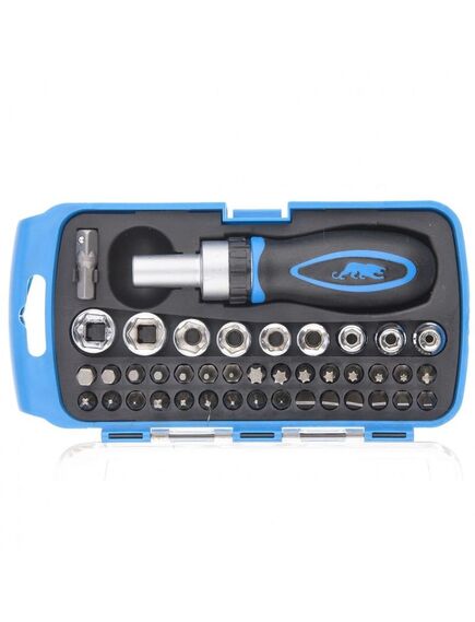 Отвертка реверсивная 41 шт с набором бит и торцевых головок БАРС 13358, фото , изображение 2 - Метэкс