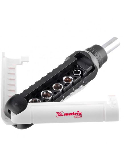 Отвертка реверсивная 15 шт с набором бит и торцевых головок MATRIX 13343, фото , изображение 2 - Метэкс