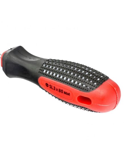 Отвертка SL3 х 80 мм Fusion 3 компонентная рукоятка Anti slip MATRIX 11406, фото , изображение 3 - Метэкс