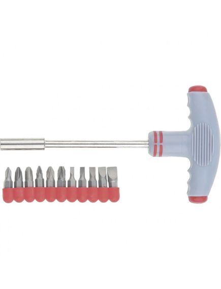 Отвертка с Т-образной эргономичной ручкой и набором бит 11шт MATRIX 11567, фото , изображение 2 - Метэкс