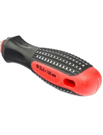 Отвертка SL4 х 100 мм Fusion 3 компонентная рукоятка Anti slip MATRIX 11412, фото , изображение 3 - Метэкс