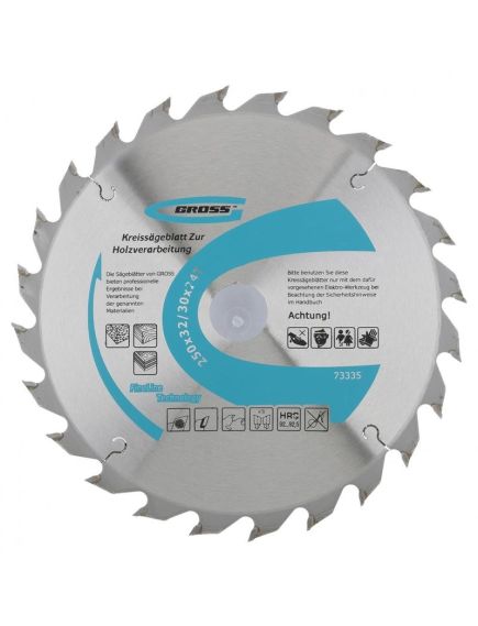 Пильный диск по дереву 250 х 32 мм 24 зуба кольцо 30/32 GROSS 73335, фото , изображение 4 - Метэкс