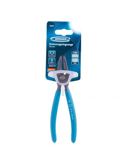 Съемник внутренних стопорных колец 165 мм изогнутые губки GROSS 18343, фото , изображение 3 - Метэкс