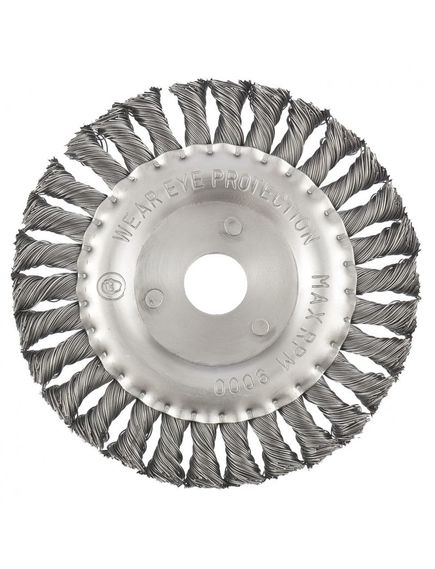 Щетка для УШМ 150 мм посадка 22,2 мм плоская крученая проволока 0,5 мм MATRIX 74634, фото , изображение 2 - Метэкс