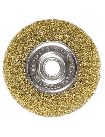 Щетка для УШМ 125 мм посадка 22,2 мм плоская латунированная витая проволока MATRIX 74656, фото , изображение 2 - Метэкс