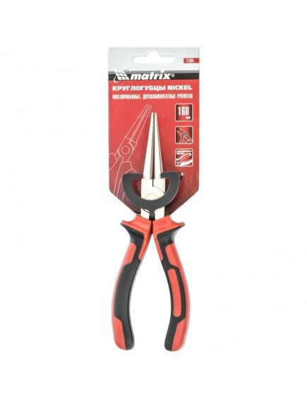 Круглогубцы 160 мм никелированные двухкомпонентные рукоятки MATRIX 17355, фото , изображение 4 - Метэкс