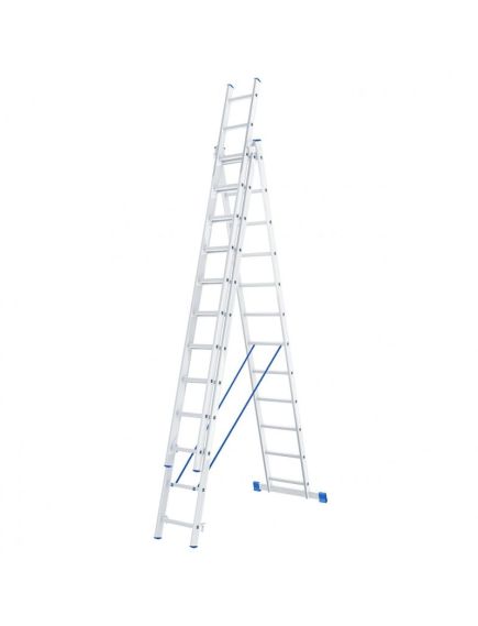 Лестница 3 х 12 ступеней алюминиевая трехсекционная длина 7,86 м Сибртех 97822, фото  - Метэкс