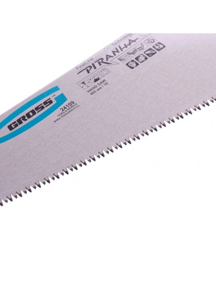 Ножовка по дереву 400 мм 7-8 TPI "PIRANHA" каленый зуб 3D GROSS 24109, фото , изображение 2 - Метэкс