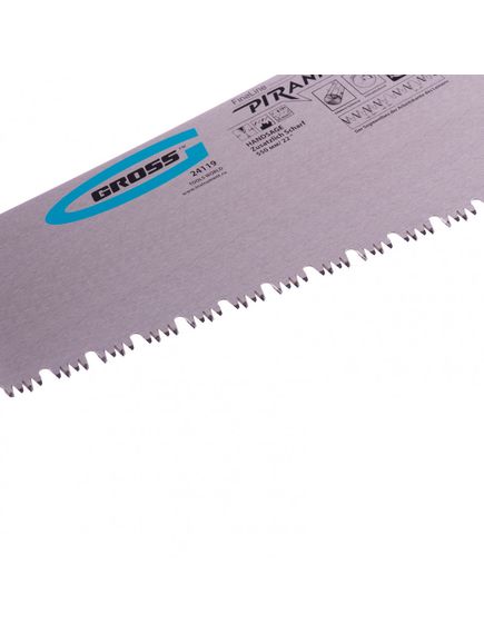 Ножовка по дереву 550 мм 7-8 TPI "PIRANHA" зуб 3D сегментное строение GROSS 24119, фото , изображение 2 - Метэкс