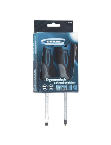 Набор отверток 2 шт комбинированный 3 компонентная рукоятка GROSS 12168, фото , изображение 2 - Метэкс