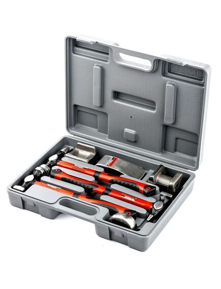 Набор рихтовочный 3 молотка с фибергласовыми ручками 4 наковальни пластиковый бокс MATRIX 10845, фото , изображение 3 - Метэкс