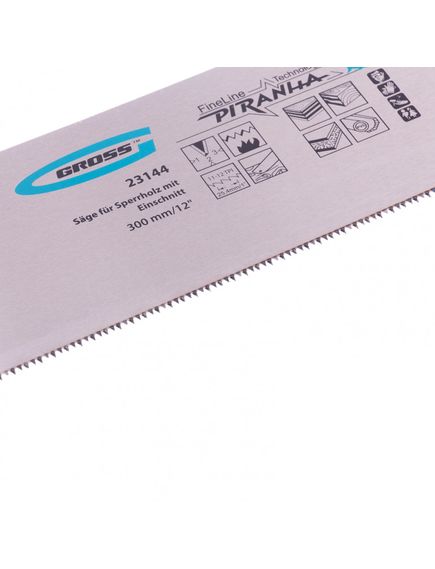 Пила для фанеры с запилом 300 мм 11-12 TPI "PIRANHA" каленый зуб 3D GROSS 23144, фото , изображение 2 - Метэкс