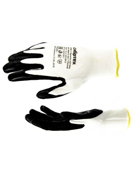 Перчатки полиэфирные с черным нитрильным покрытием маслобензостойкие р L СИБРТЕХ 67861, фото , изображение 2 - Метэкс