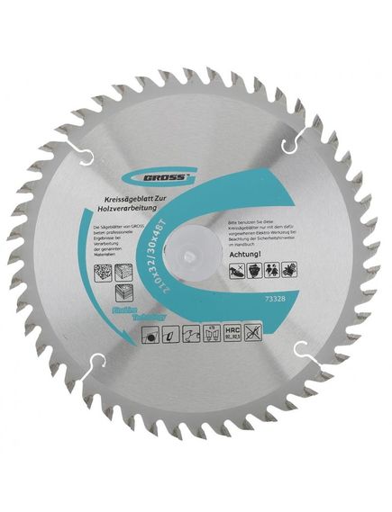 Пильный диск по дереву 210 x 32 мм 48 зубьев кольцо 30/32 GROSS 73328, фото , изображение 2 - Метэкс