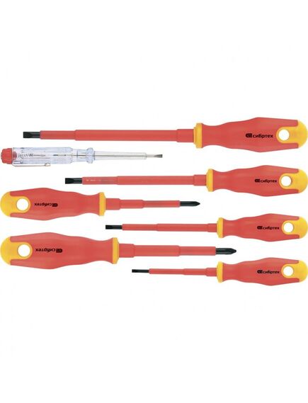 Набор диэлектрических отверток до 1000В 7 шт СИБРТЕХ 12936, фото , изображение 2 - Метэкс