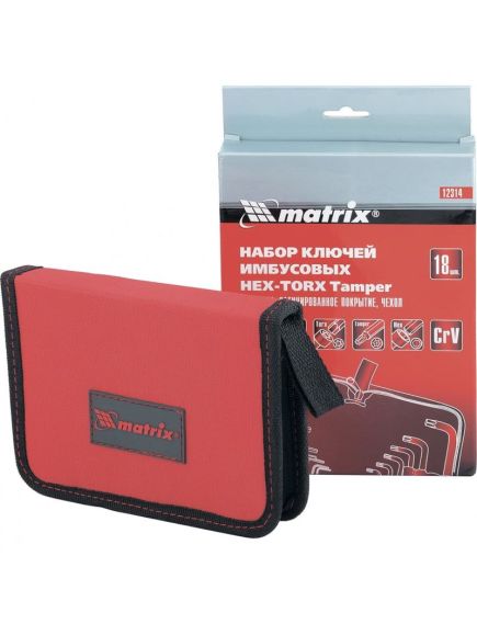 Набор ключей имбусовых 1,5-10 мм HEX-TORX  18 шт короткие MATRIX 12314, фото , изображение 2 - Метэкс