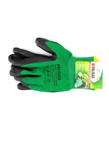 Перчатки полиэфирные с черным нитрильным покрытием маслобензостойкие р L PALISAD 67865, фото , изображение 2 - Метэкс