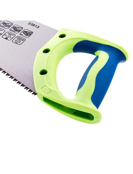 Ножовка по дереву 400 мм 7-8 TPI "Зубец" каленый зуб 3D двухкомпонентная рукоятка СИБРТЕХ 23813, фото , изображение 3 - Метэкс