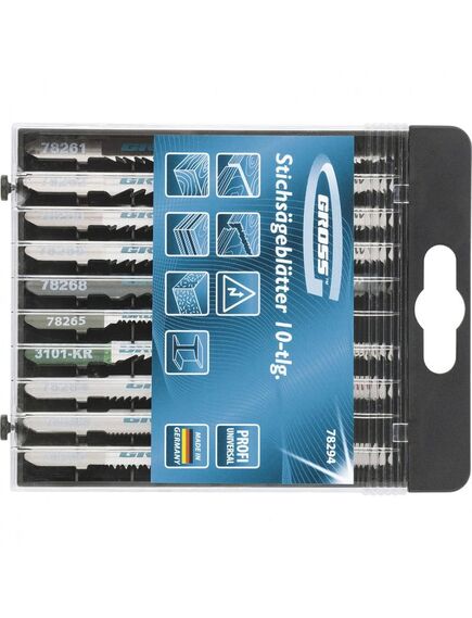 Лобзиковые пилки набор универсальный (10 шт) GROSS 78294, фото , изображение 2 - Метэкс