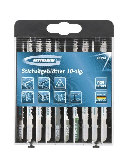 Лобзиковые пилки набор универсальный (10 шт) GROSS 78294, фото , изображение 3 - Метэкс
