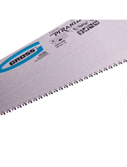 Ножовка по дереву 450 мм 7-8 TPI "PIRANHA" каленый зуб 3D двухкомпонентная рукоятка GROSS 24100, фото , изображение 2 - Метэкс