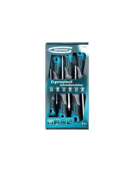 Набор отверток 6 шт 3 компонентная рукоятка GROSS 12164, фото , изображение 2 - Метэкс