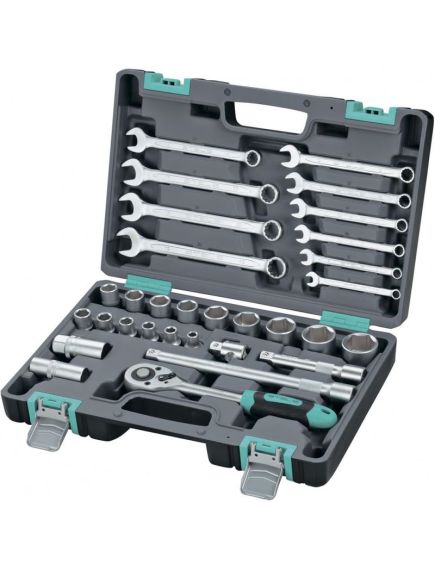 Набор инструментов 1/2" пластиковый кейс 31 предмет STELS 14102, фото , изображение 3 - Метэкс
