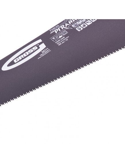 Ножовка по дереву 400 мм 11-12 TPI "PIRANHA" каленый зуб 3D тефлоновое покрытие GROSS 24111, фото , изображение 2 - Метэкс