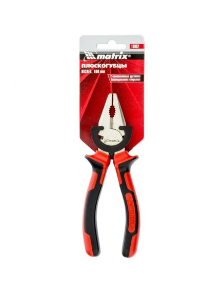 Плоскогубцы 160 мм Nickel двухкомпонентные рукоятки MATRIX 16902, фото , изображение 4 - Метэкс