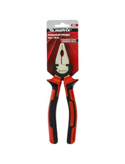 Плоскогубцы 200 мм Nickel двухкомпонентные рукоятки MATRIX 16906, фото , изображение 4 - Метэкс