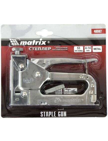 Степлер мебельный 4-14 мм тип скобы 53 регулируемый MATRIX 40902, фото , изображение 2 - Метэкс
