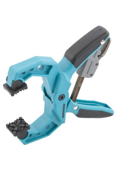 Струбцина клещеобразная 100 мм пластиковый корпус храповой механизм жесткой фиксации GROSS 20805, фото , изображение 2 - Метэкс