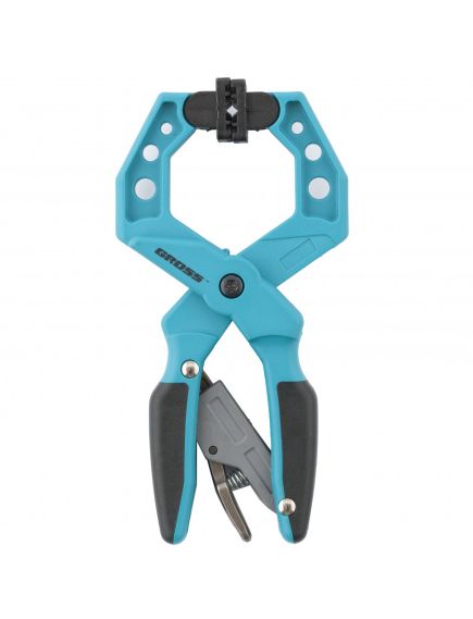 Струбцина клещеобразная 38 мм пластиковый корпус храповой механизм жесткой фиксации GROSS 20801, фото , изображение 3 - Метэкс