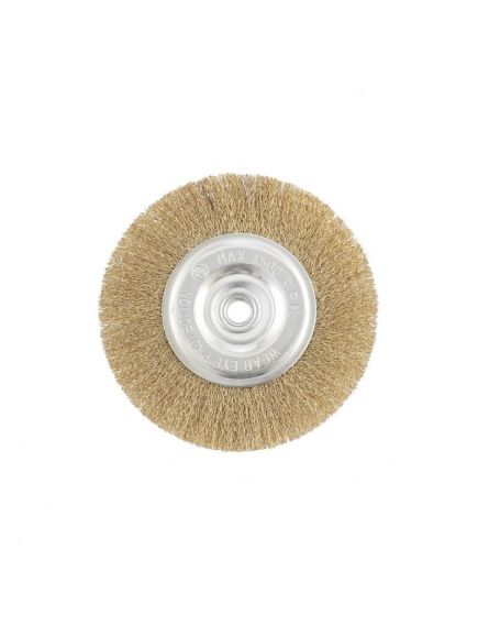 Щетка для УШМ 150 мм М14 плоская латунированная витая проволока MATRIX 74652, фото , изображение 3 - Метэкс